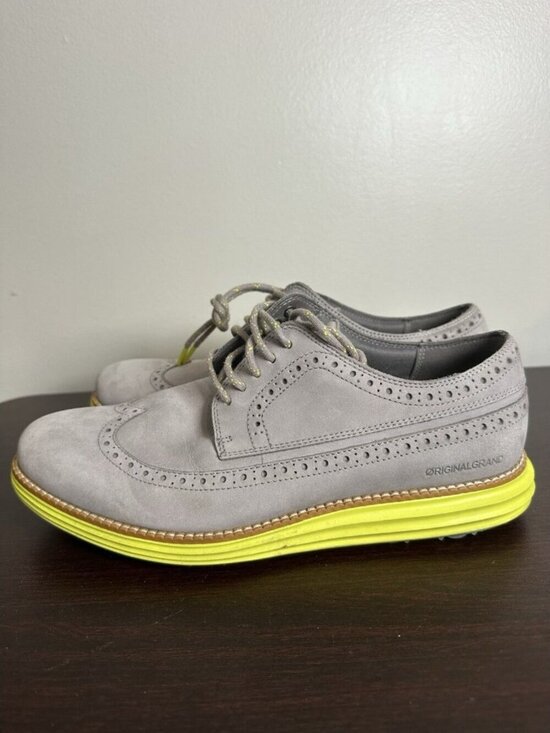 Cole Haan Zerogrand OG Wingtip Oxford Golf Shoes Waterproof Grey Neon Mens 8